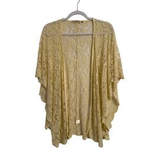 Liberty Love Women's XL Fairy Sheer Lace Kimono Open Front Cardigan Cream Boho